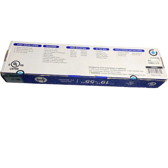 Core Innovations Tilting TV Wall Mount Bracket 19-55" LED LCD Plasma Flat Screen - Picture 5 of 5